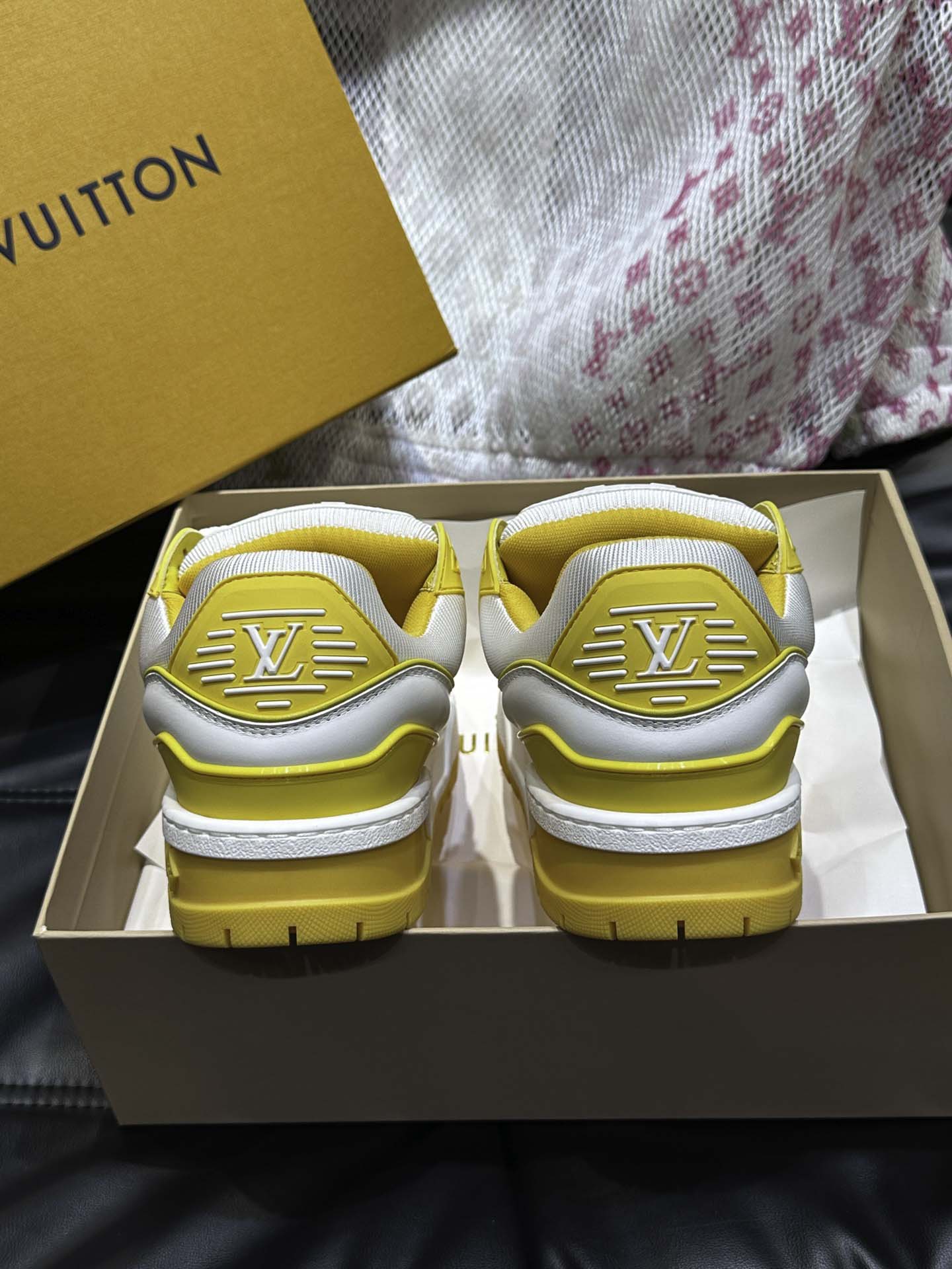 Giày Louis Vuitton LV Trainer Maxi Calf Leather Yellow Best Quality