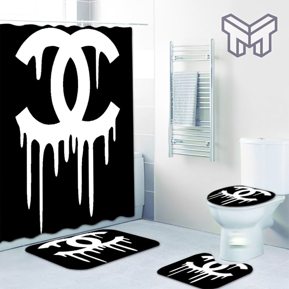 Chanel-Black-Logo-Dirty-Bathroom-Set-With-Shower-Curtain-Shower-Curtain-And-Rug-Toilet-Seat-Lid-Covers-Bathroom-Set